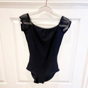 Yumiko Wendy Leotard Black with Mesh Sleeves Xsmall